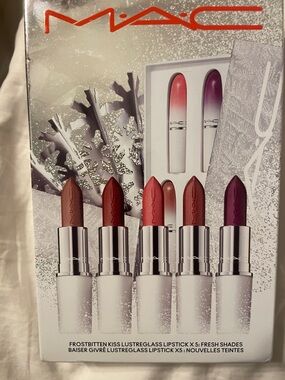 MAC Cosmetics Frostbitten Kiss Lustreglass Lipstick Set – Mixed Shades (5-Pack)